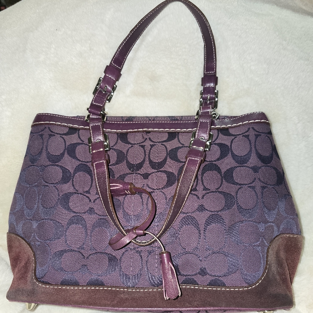 Coach Hamilton Vintage Purple Leather, CANVAS, and Suede Bag
